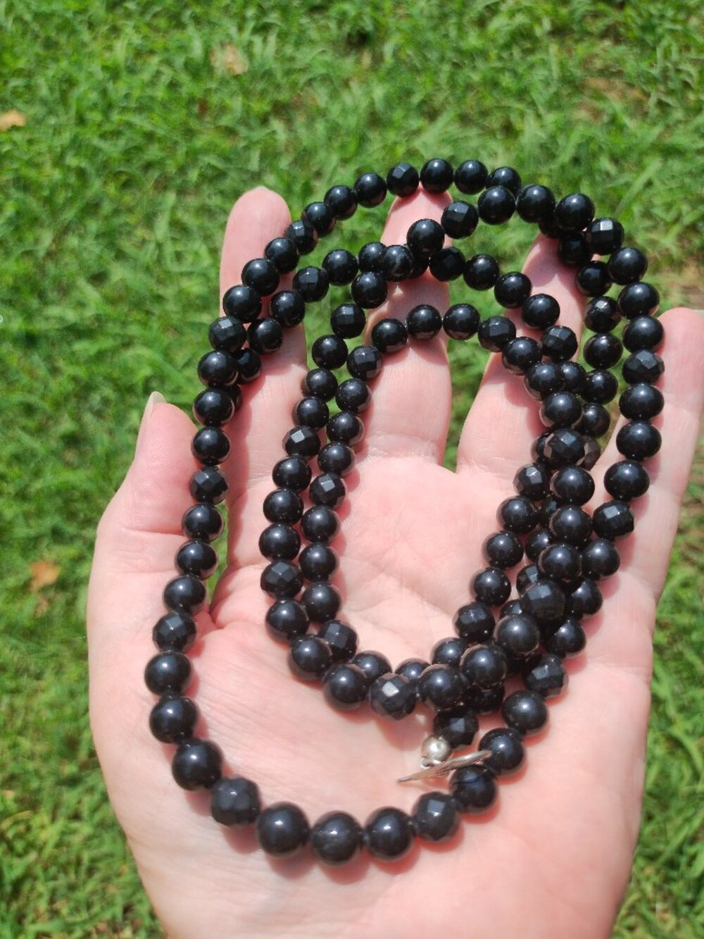 Jay King DTR black bead necklace 42 inches long 925 Sterling Silver
